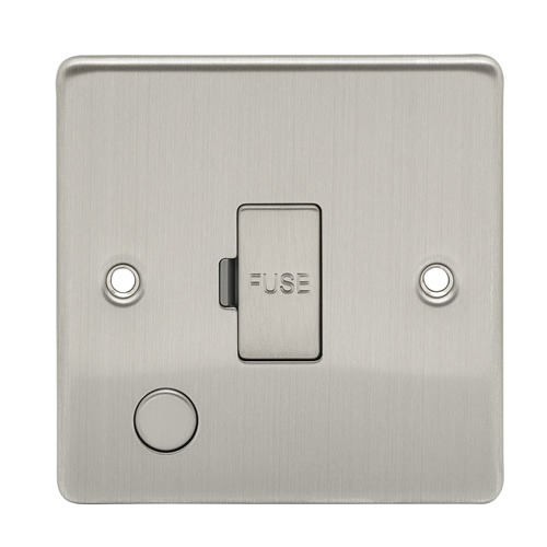 D-FS13F-BCM 13A Fused Spur Metal Insert With Flex Outlet Metal Inset Brushed Chrome